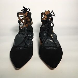 Aquazzura Belgravia flat black suede